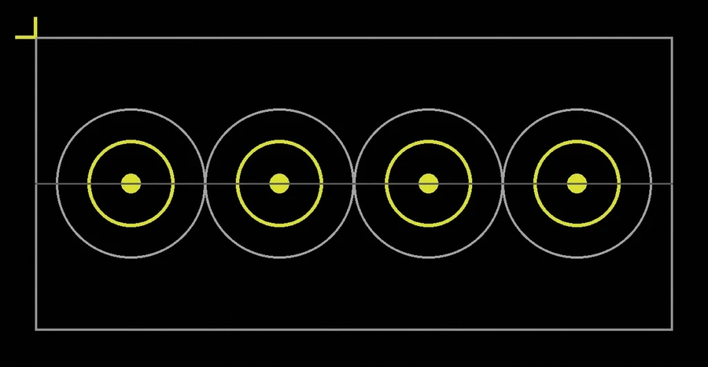Diagram of four scanner apertures machined into one reference plate